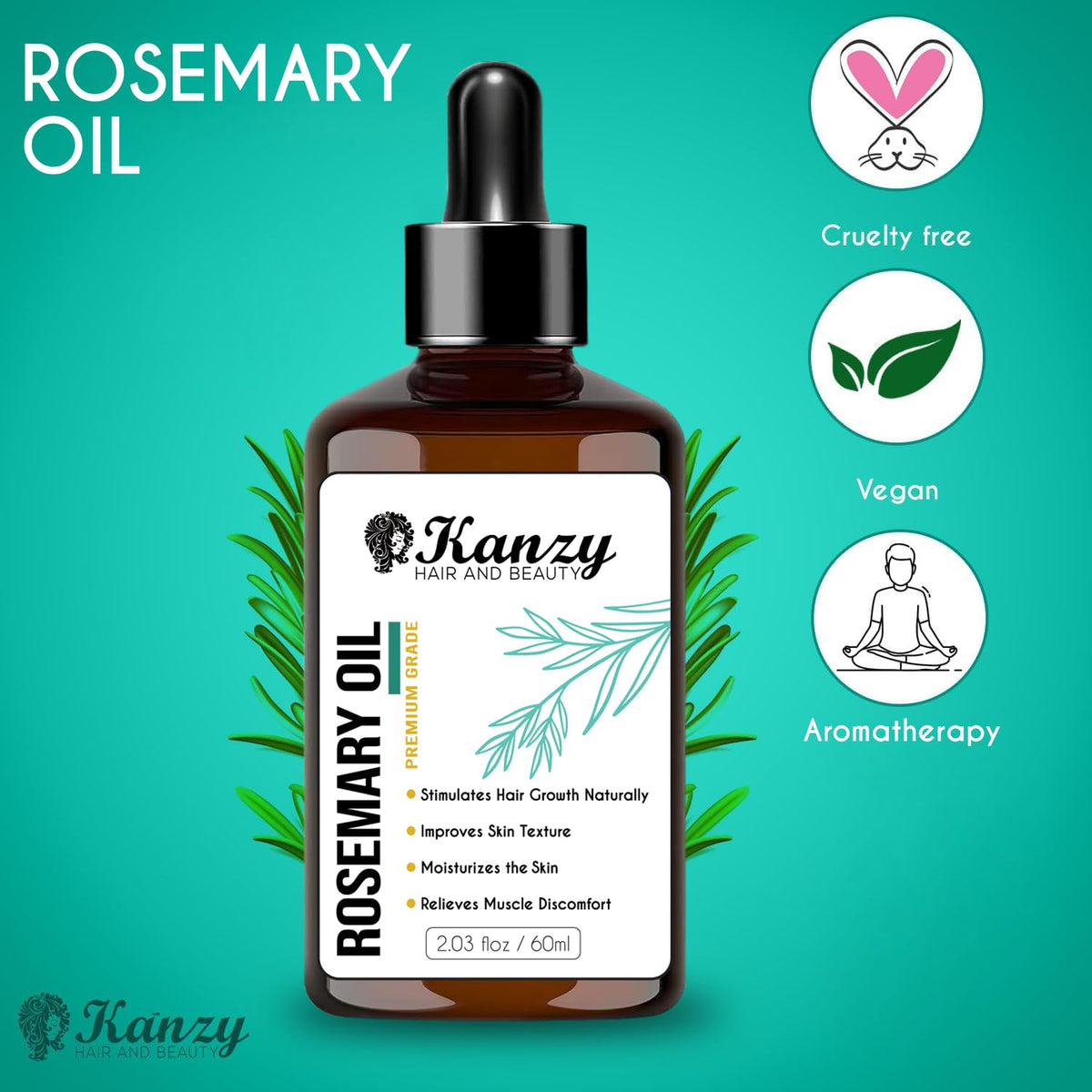 Kanzy Vitamin E Oil for Skin, Hair, Lips and Face - Naturally Sourced Multi-Purpose Plant-Based Vitamin E Oil for Hair Growth as Skincare and Haircare Product for both Men and Women (30 ml)