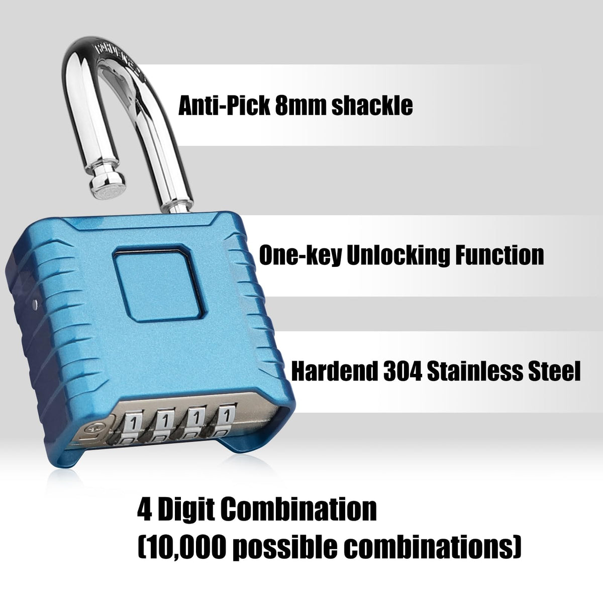 Diyife Large Heavy Duty Combination Padlocks Outdoor, 52mm Weatherproof