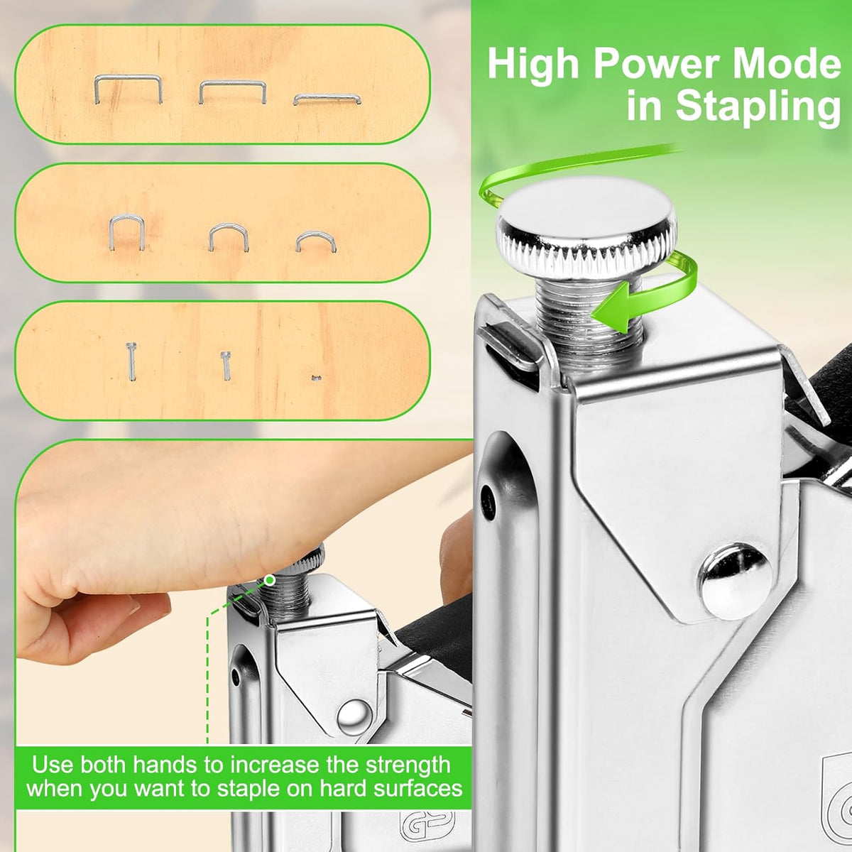 AECCN 3-in-1 Staple Gun for Wood & Furniture, and DIY Decoration, Silver
