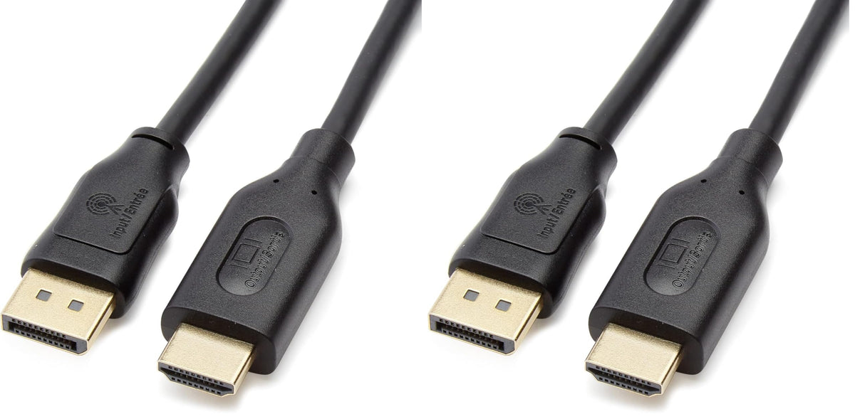 Amazon Basics DisplayPort to HDMI Display Cable, Uni-Directional, 4k@30Hz, 1920x1200, 1080p, Gold-Plated Computer Monitor Projector Plugs, 6 foot - Pack of 10, Black