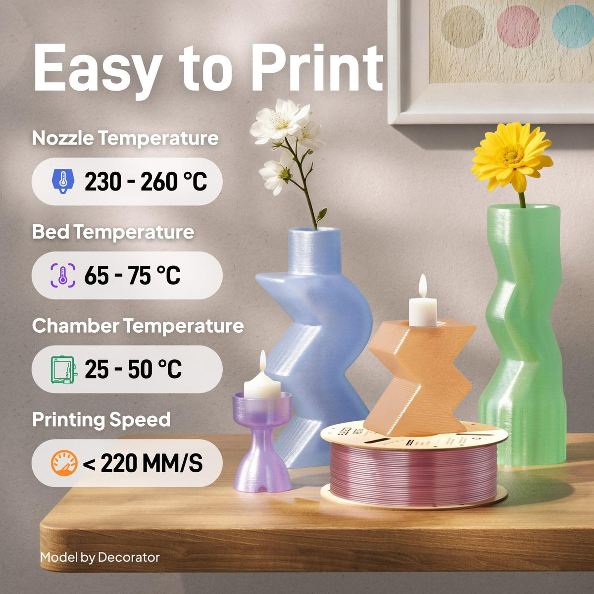 ELEGOO Rapid PETG 3D Printer Filament 1.75mm Black 1KG