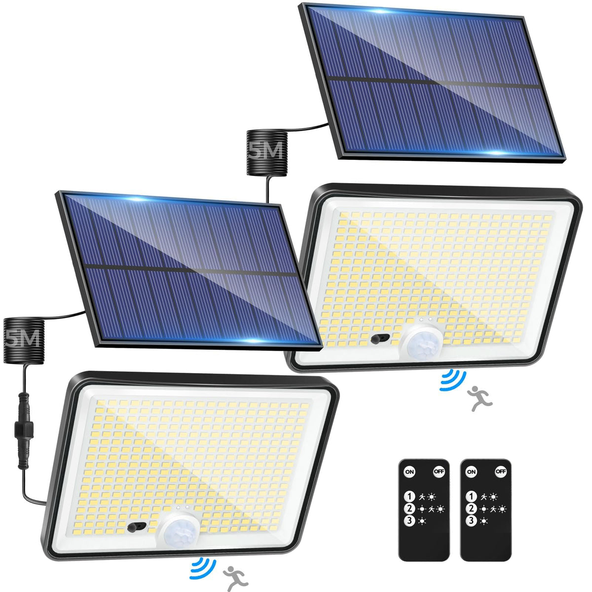 LOTMOS Solar Lights Outdoor, 342LED Remote Security Lights Motion Sensor