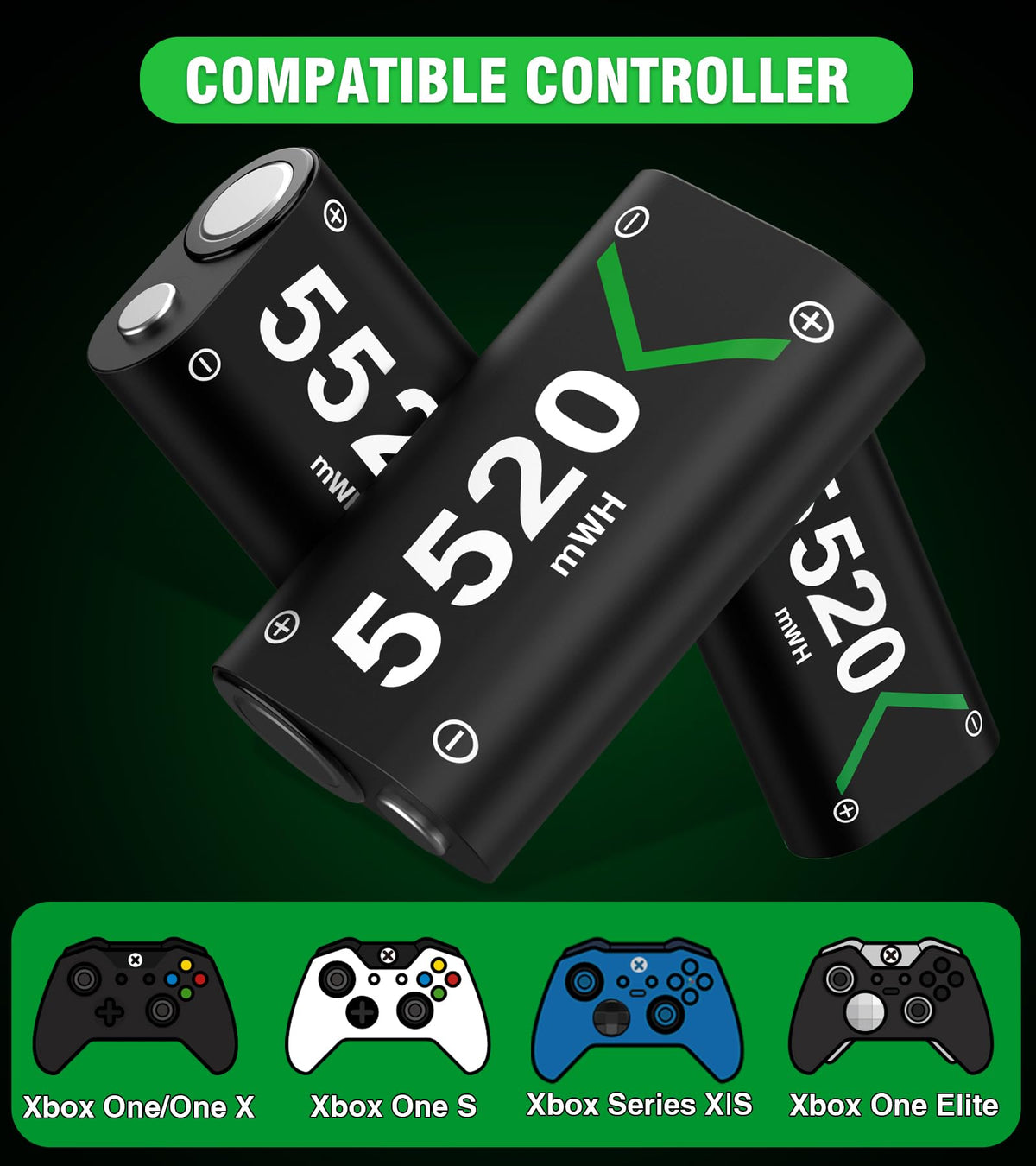 HEYLICOOL 3x5520mWh Rechargeable Battery Pack for Xbox Series X|S/Xbox One/S/X/Elite, X-box Controller Battery Pack Controller Charging Dock Batteries