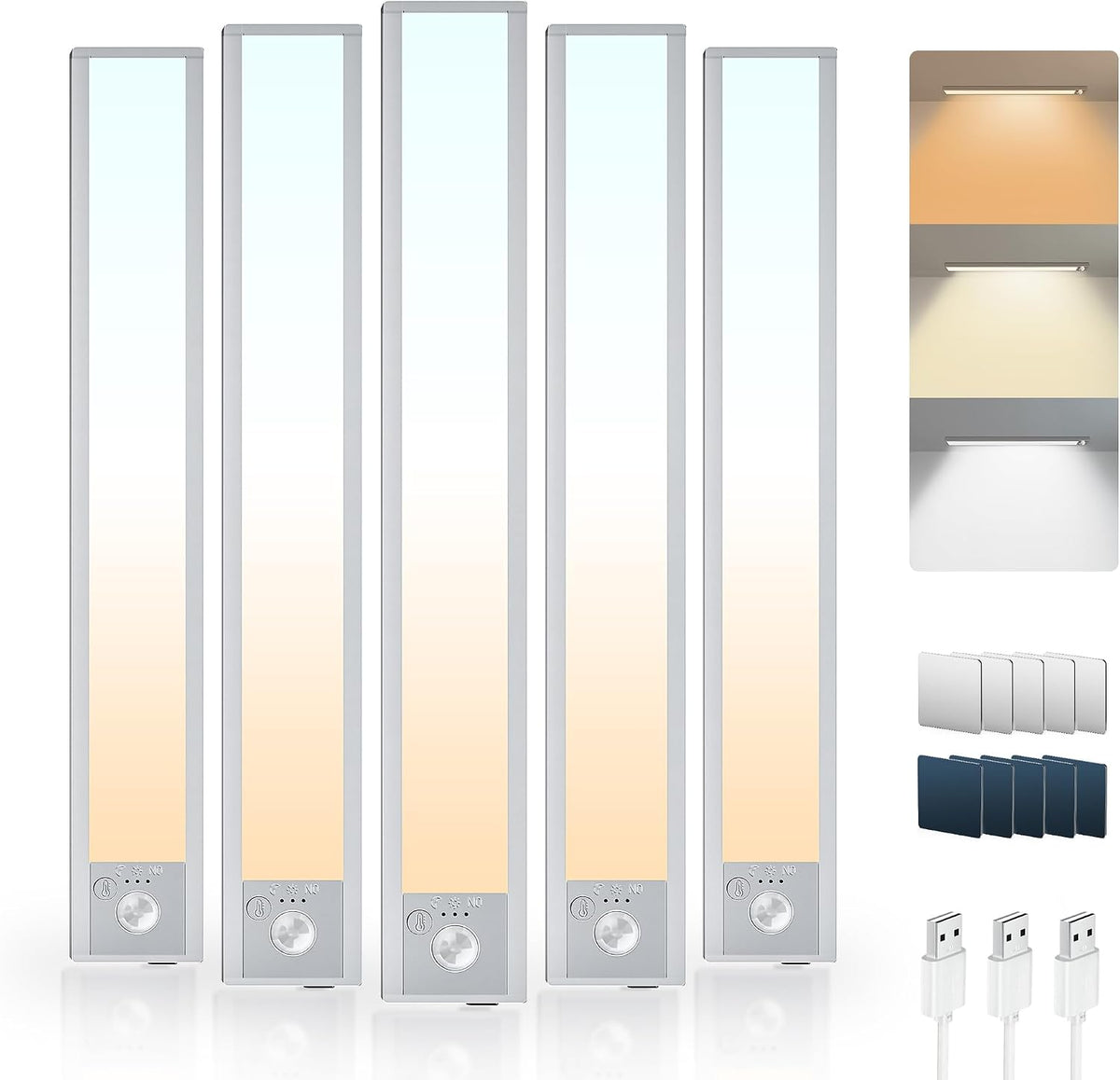 LROLTEF Under Cabinet Dimmable Wardrobe Motion Sensor Lights 3 Color 40cm