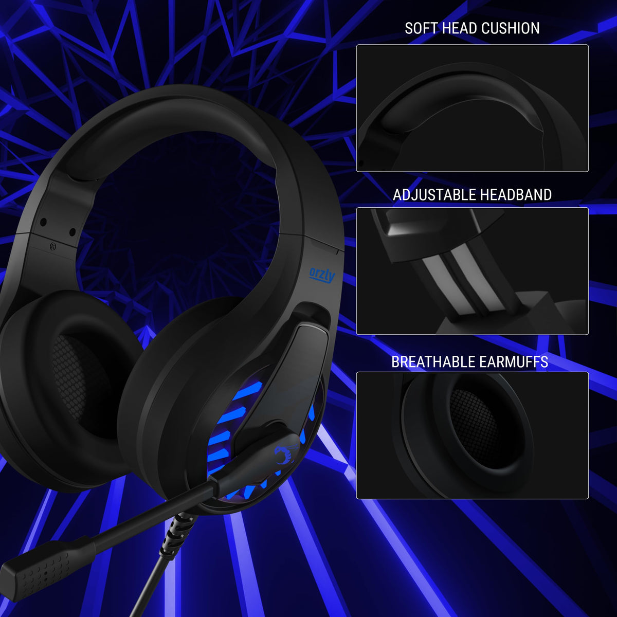 Orzly Gaming Headset for PC and Gaming Consoles compatible with PS5, PS4, XBOX SERIES X | S, XBOX ONE, Nintendo Switch & Steam Deck with noise cancelling mic - RXH-30 Siberia Edition