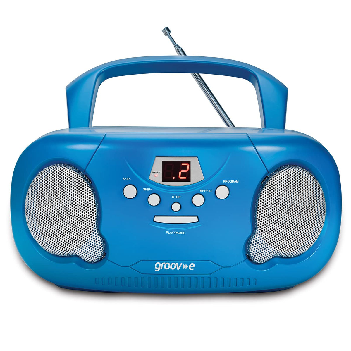 Groov-e Original Boombox - Portable CD Player with Bluetooth, Radio, 3.5mm Aux Port, & Headphone Socket - LED Display, 2 x 1.2W Speakers - Battery or Mains Powered - Black