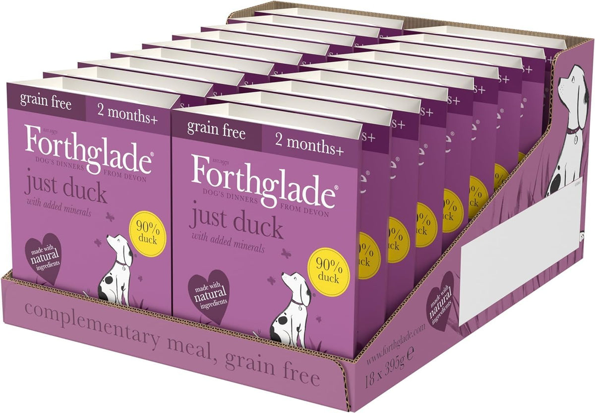 Forthglade Complementary Wet Dog Food (12 x 395g Trays) - Grain Free & Hypoallergenic Dog Food, Just Chicken, Chicken with Liver & Turkey, 90% Protein Stomach Sensitive with Natural Ingredients