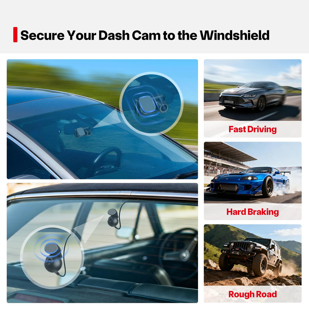 Dash Cam Sticky Pads, 6Pcs Dash Cam Mount Adhesive Pads, Double Sided Sticky Pads for Dashcam GoPro Car Camera Action Camera, Dashcam Sticky Pad for Windscreen & Dashboard, Cuttable Adhesive, 56mm