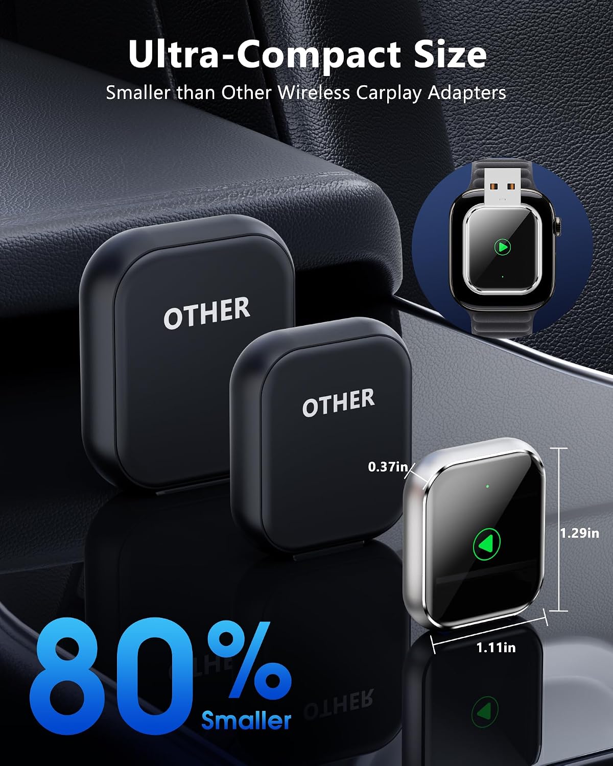 Wireless CarPlay for Apple iPhone - Easy Plug Play CarPlay Dongle Convert Factory Wired CarPlay to Wireless Connection, Car Stereos