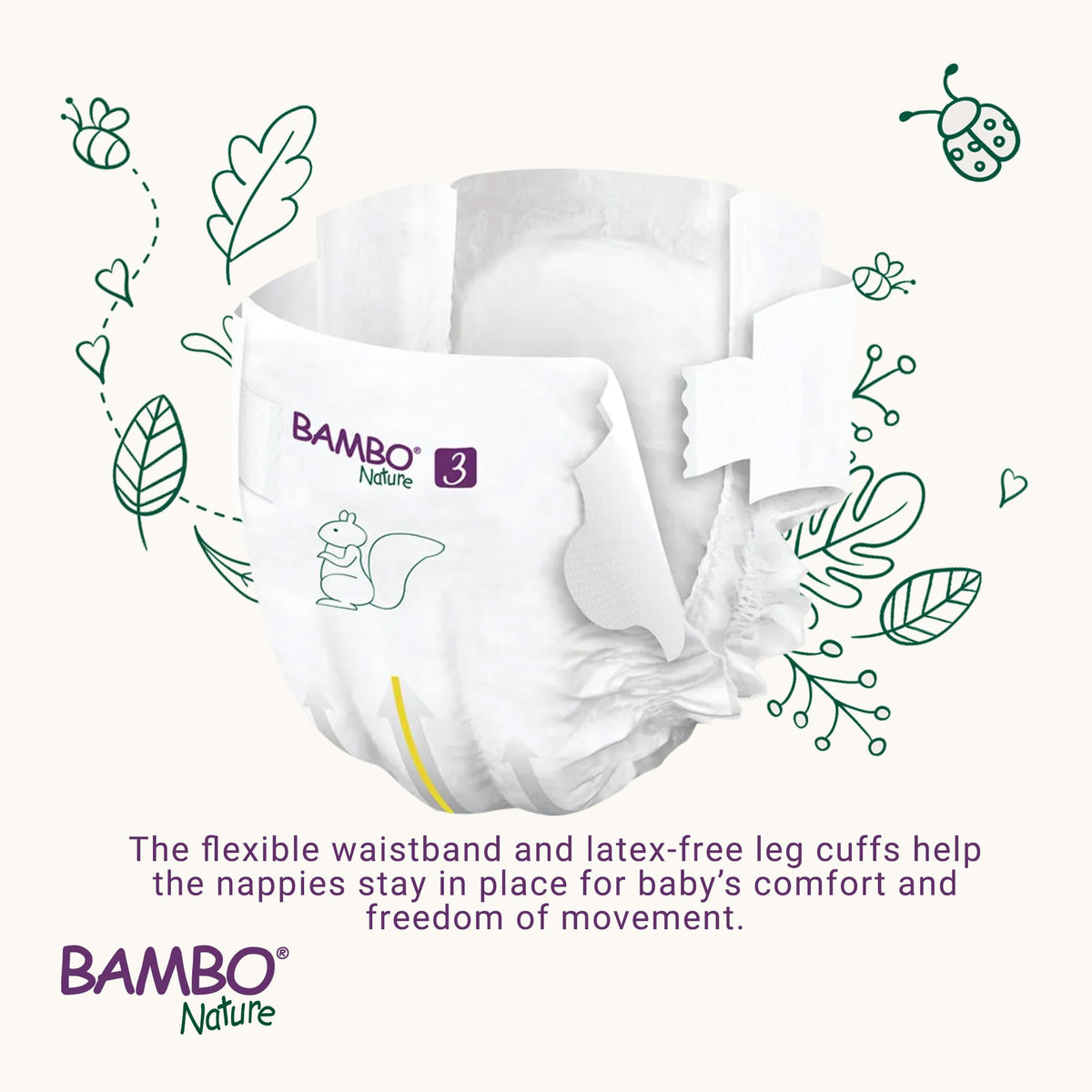 Bambo Nature Premium Eco Nappies, Premature Size 0 (2-7lb/1-3kg), XXS, Pack of 24, Eco-Labelled Nappies, Enhanced Leakage Protection, Secure and Comfortable Baby Nappy