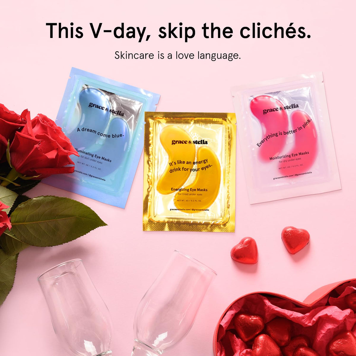 grace & stella Award Winning Under Eye Patches for Dark Circles - Illuminating Under Eye Masks for Puffy Eyes - Undereye Gel Patches with Niacinamide - Vegan - Gifts for Sisters (6 Pairs, Blue)