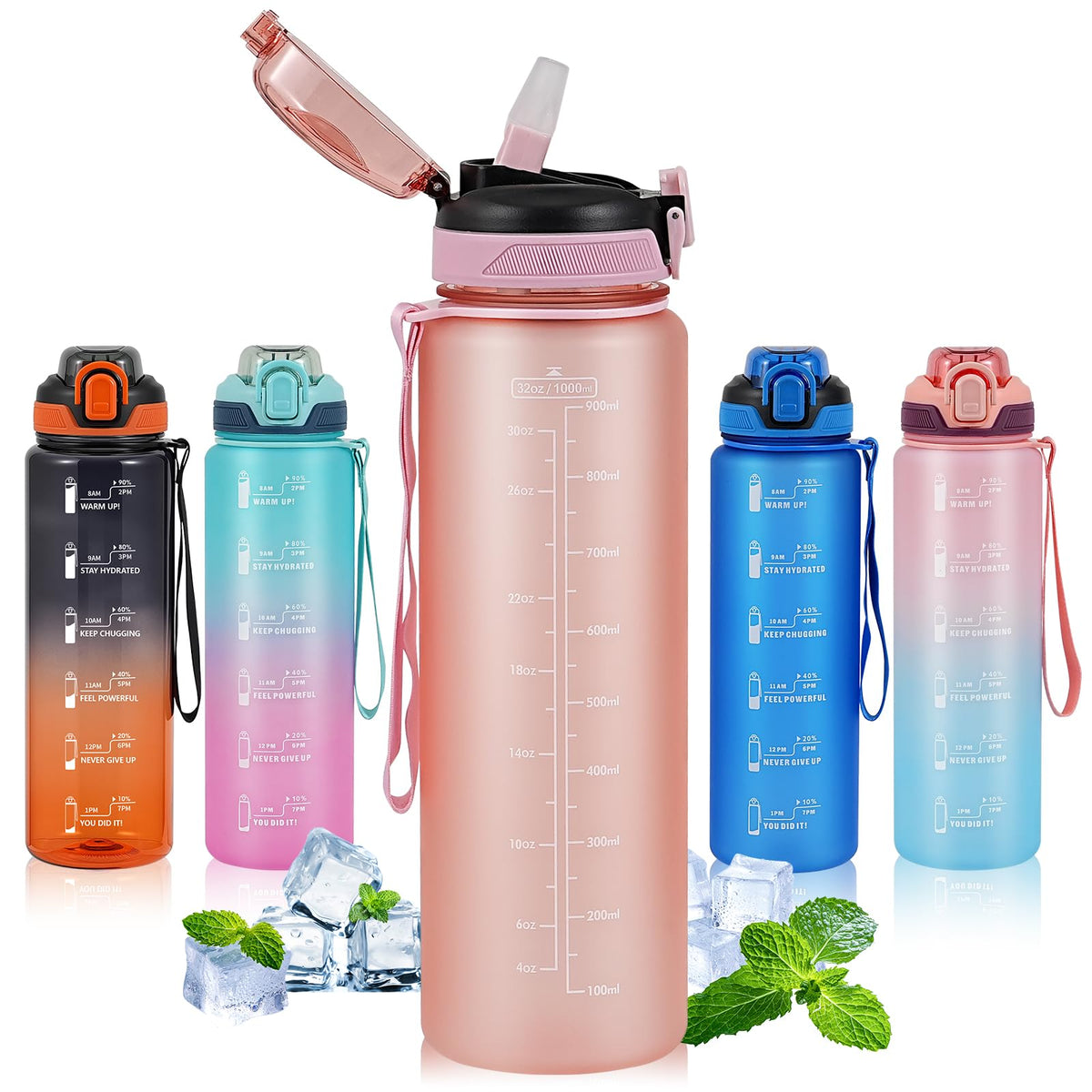 SEASEVEN Flat Water Bottle 750ML for Gym,School Office(Flat Pink)