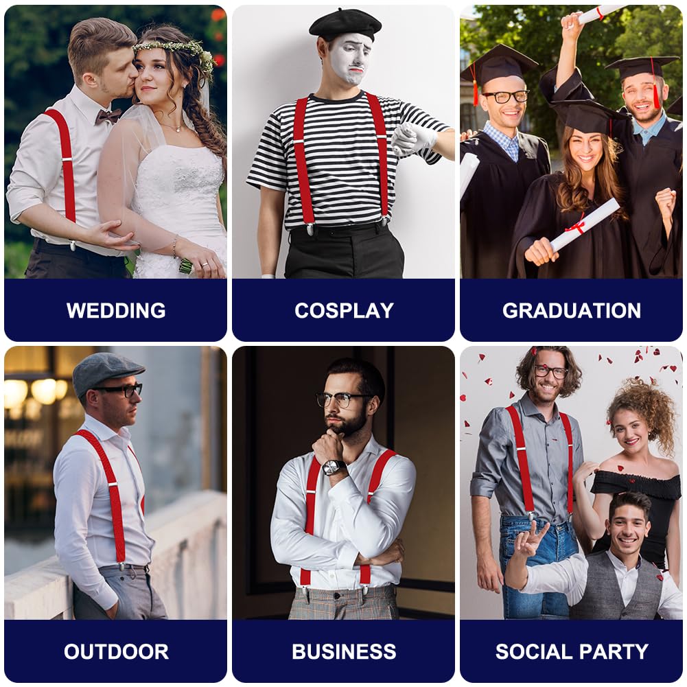 Aomig Mens Braces, Mens Suspenders with Strong Metal Clips, 3.5cm Wide Heavy Duty Suspenders for Men Women Business Wedding Casual