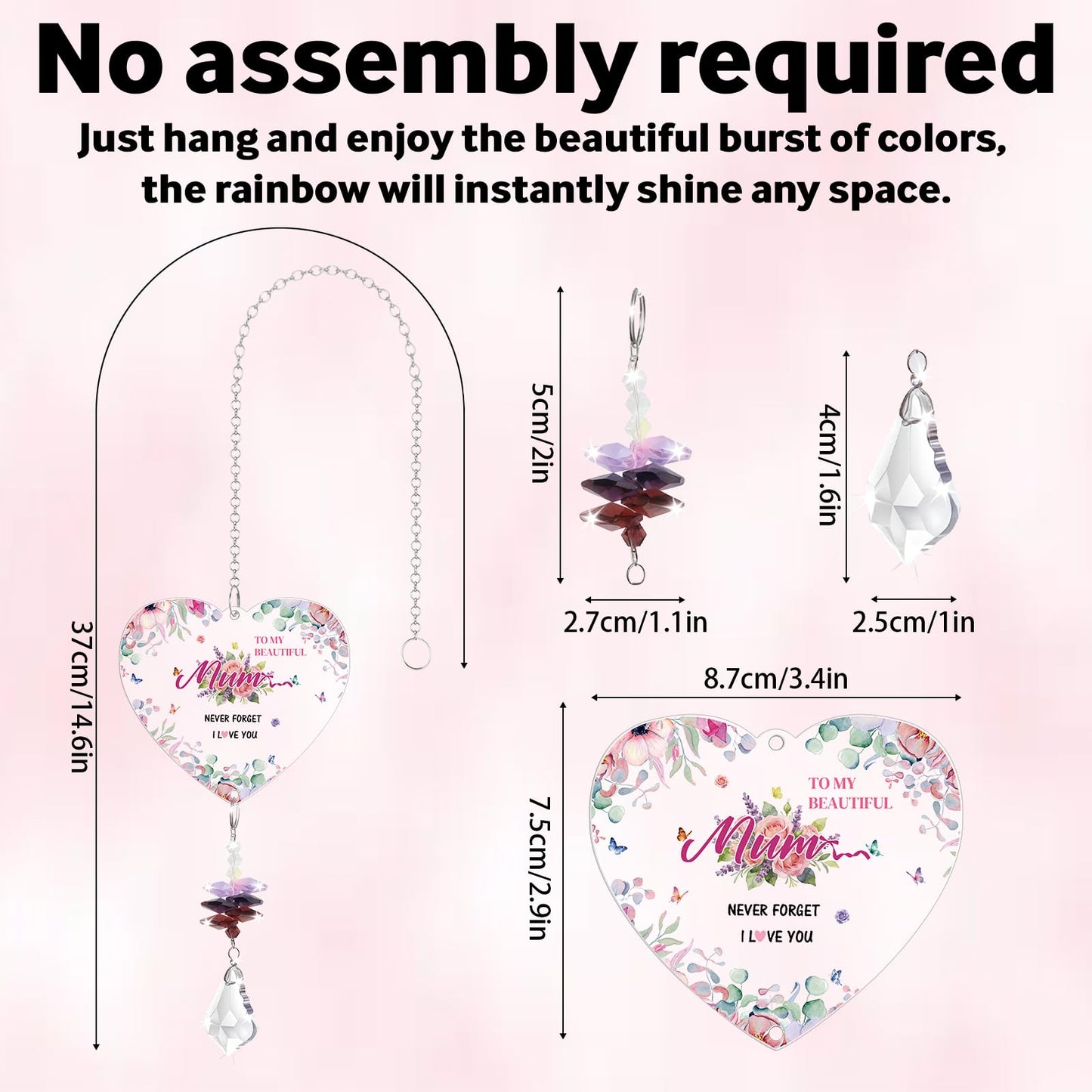 Gifts For Mum, Crystal Suncatcher, Mum Birthday Gifts From Daughters & Sons, Mothers Day For Gifts, Presents For Mummy On Christmas, Valentine's Day, Mother's Day