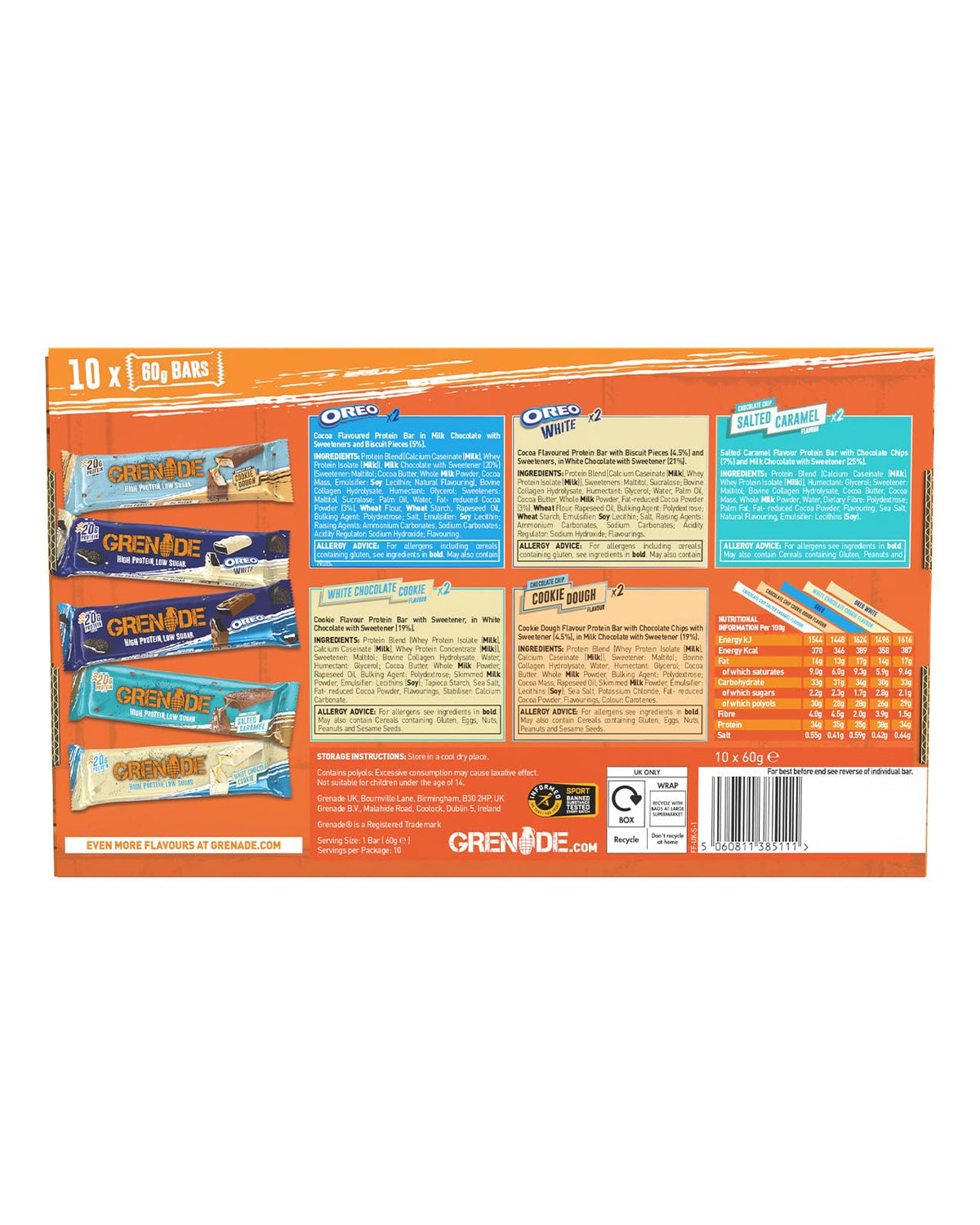 Grenade Chocolate Chip Salted Caramel Protein Bars, 12 x 60 g