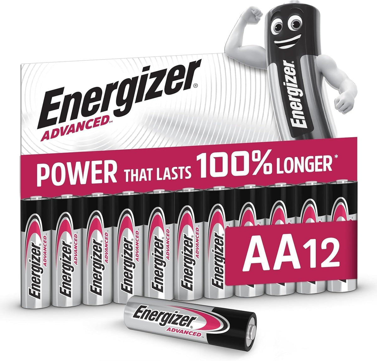 Energizer Advanced AA Batteries (12 Pack) up to 100% Longer Lasting