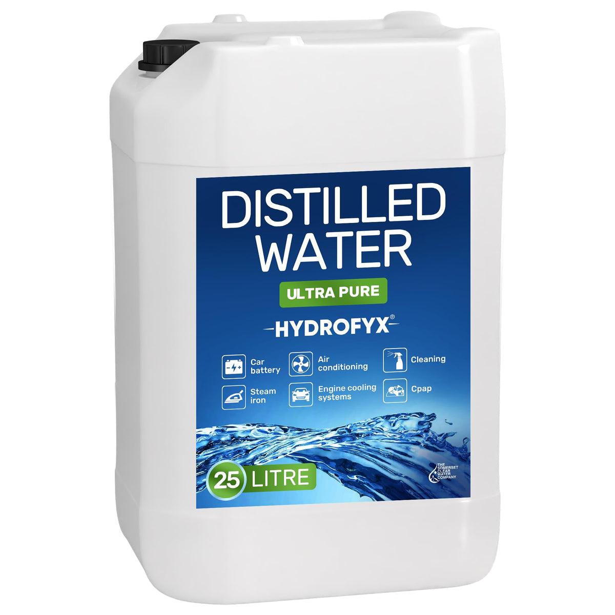 HYDROFYX 5L Distilled Water – 0 PPM TDS Mineral Free Water for CPAP Machines, Humidifiers, Steam Irons & Car Batteries – Made in UK
