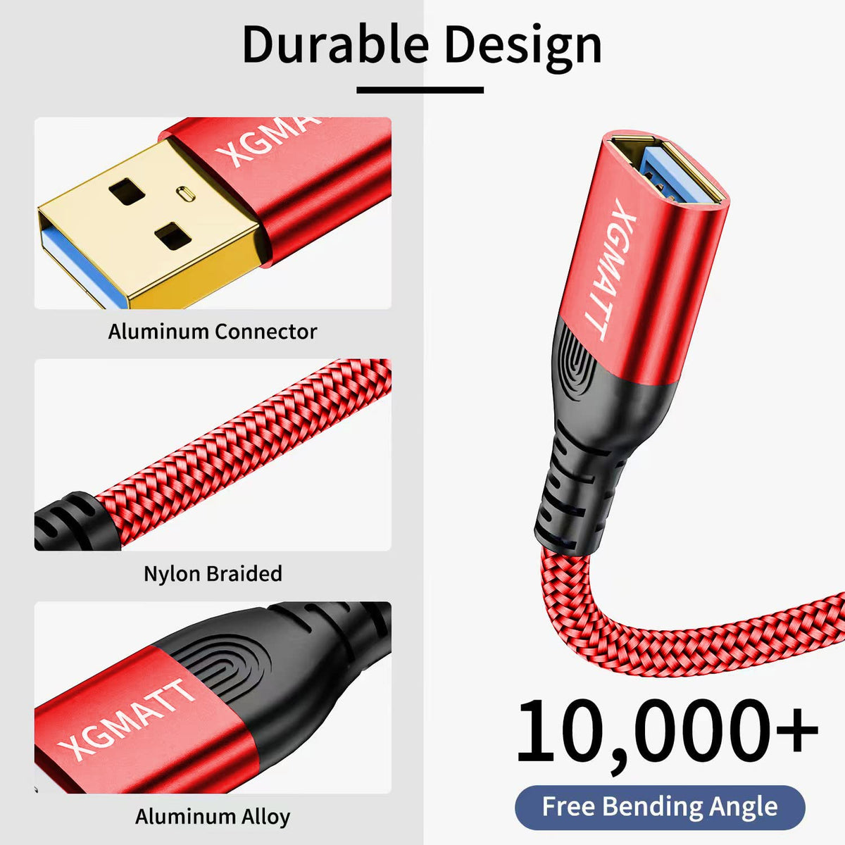 USB Extension Cable 2M 2Pack USB 3.0 Extender Male to Female Blue