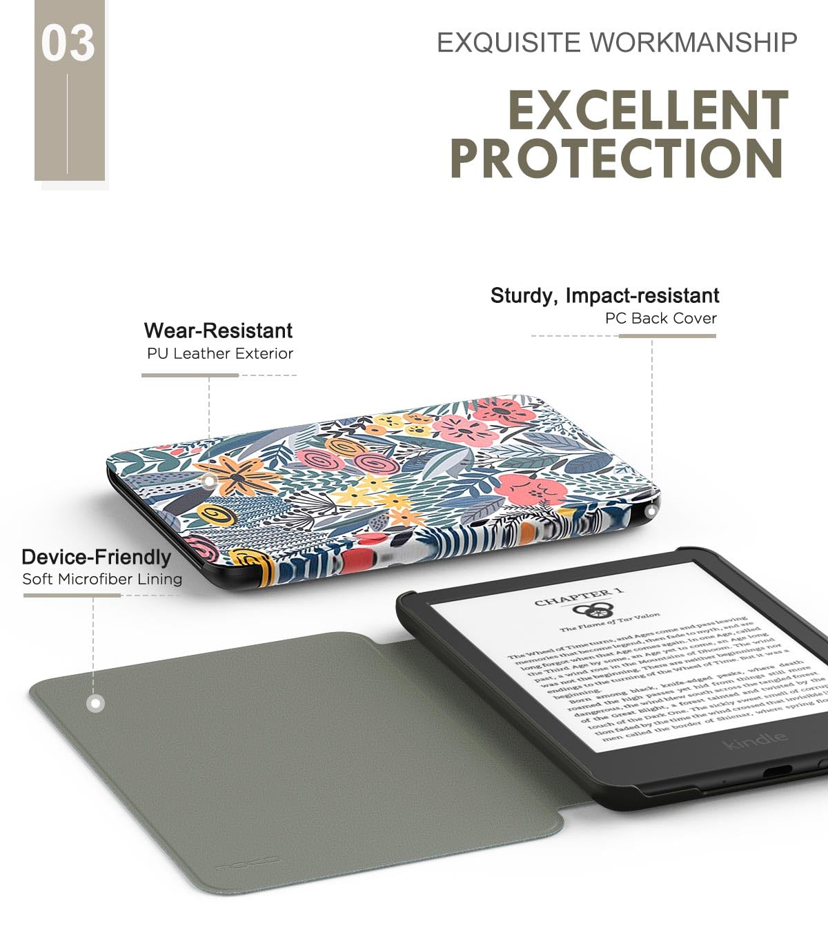 MoKo Case for 6" Amazon Kindle Basic 11th Gen 2024/2022, Matcha
