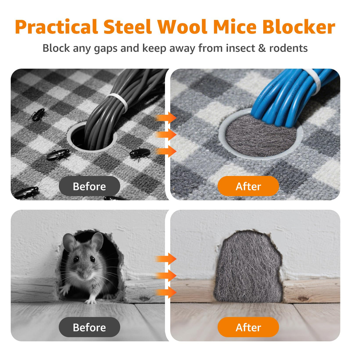 PICK FOR LIFE Steel Wool Mice Blocker 2 Pack Coarse Wire Wool Rat Fill Hole