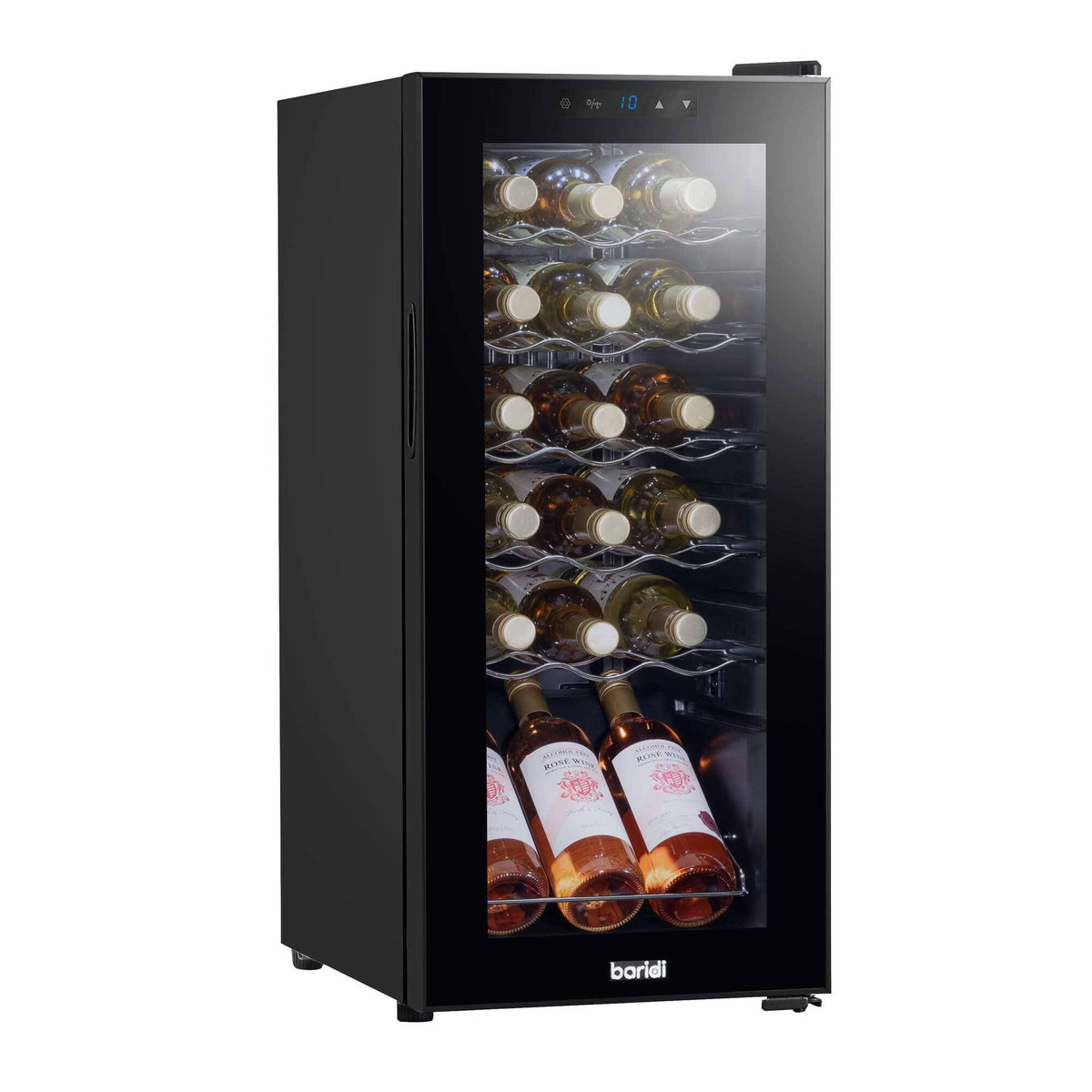 Dellonda Baridi 12 Bottle Wine Fridge with Digital Touch Screen Controls, Metal Shelves & LED Light, Black - DH73