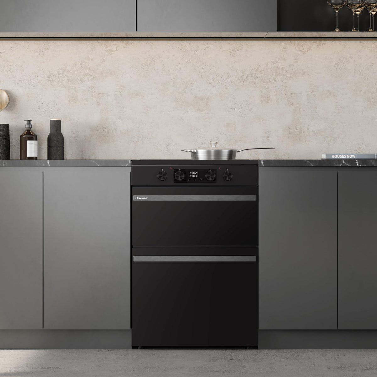Hisense HDUKC60W 60cm Electric Cooker with Ceramic Hob-White, A Rated Double Oven 50L/80L [Energy Class A]