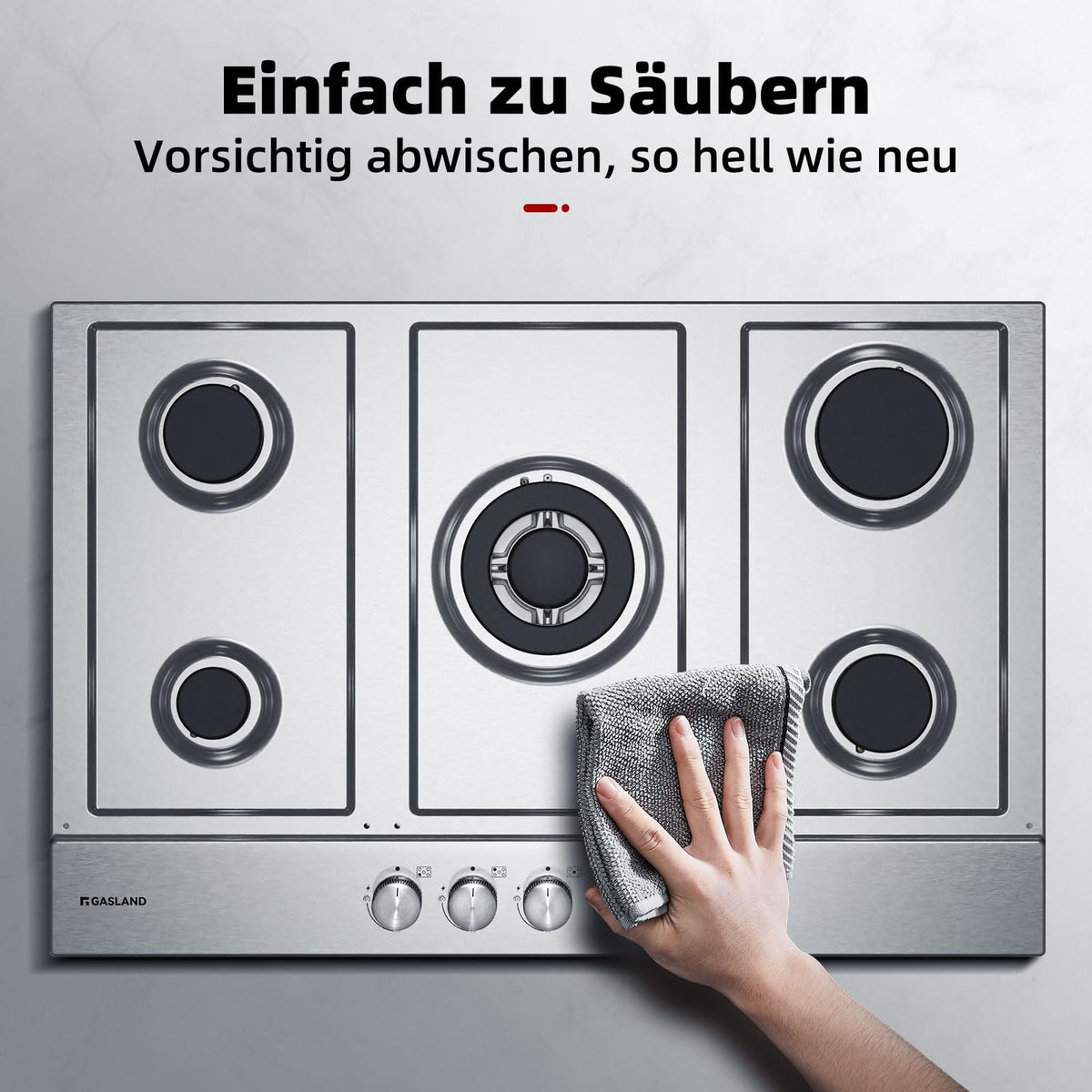 GASLAND GH60SF 60cm Built-in Gas Hob, 4 Burners Stainless Steel Gas Cooktop with Flame Failure Protection, NG/LPG Convertible, 8000W
