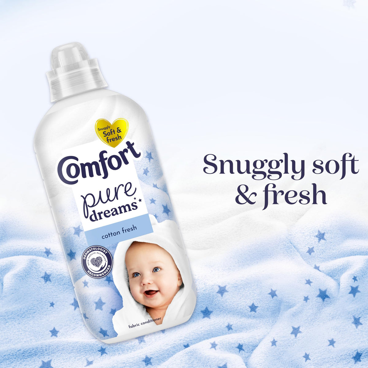 Comfort Pure Dreams Cashmere Soft Fabric Conditioner Dermatologist-Recommended Gentle Next to Sensitive Skin 48 washes(1.44 L) - Case pack of 6