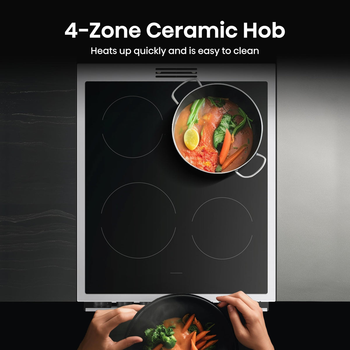 Hisense HDUKC60W 60cm Electric Cooker with Ceramic Hob-White, A Rated Double Oven 50L/80L [Energy Class A]