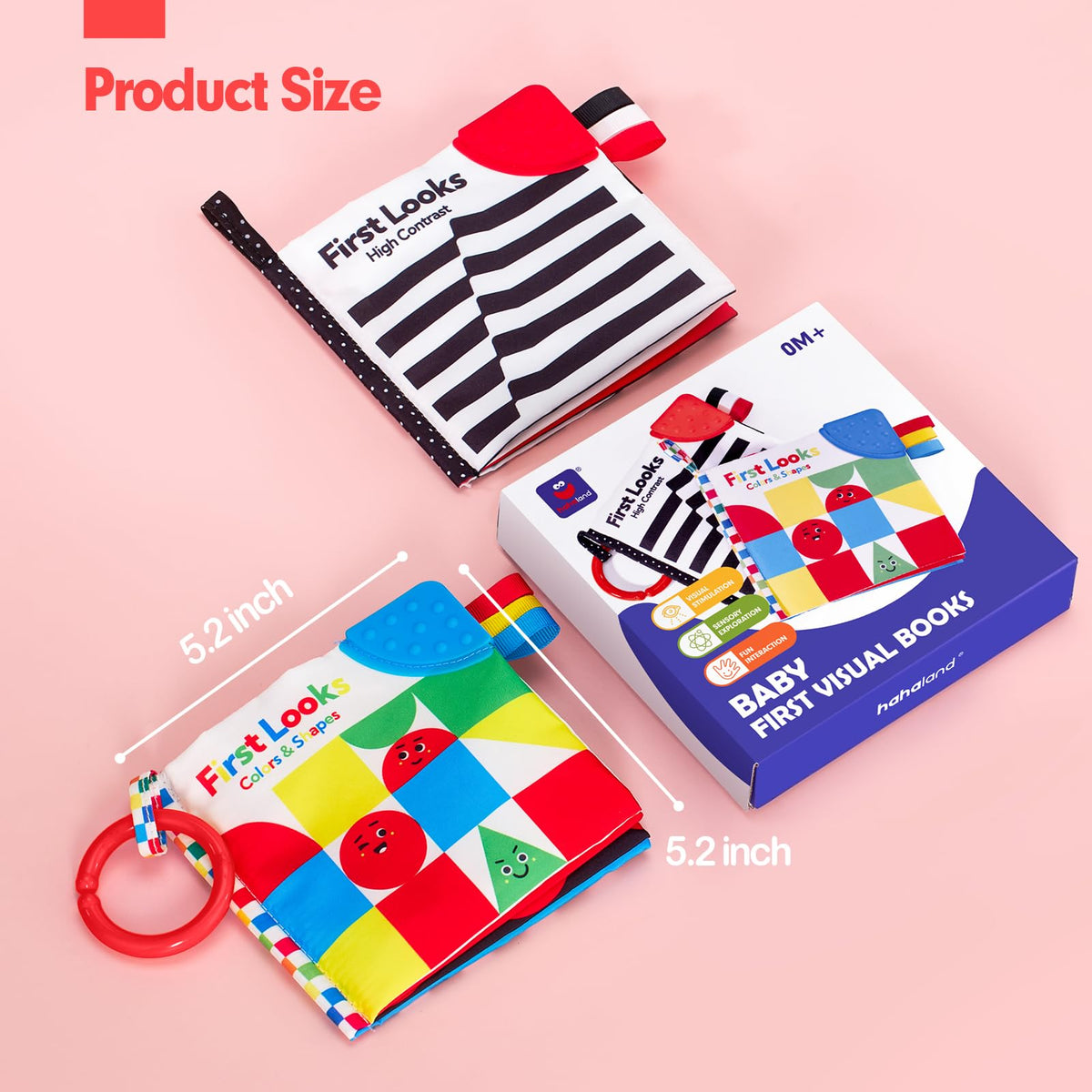 hahaland Baby Books 0-6 Months, Soft Cloth Newborn Books Toy for Babies