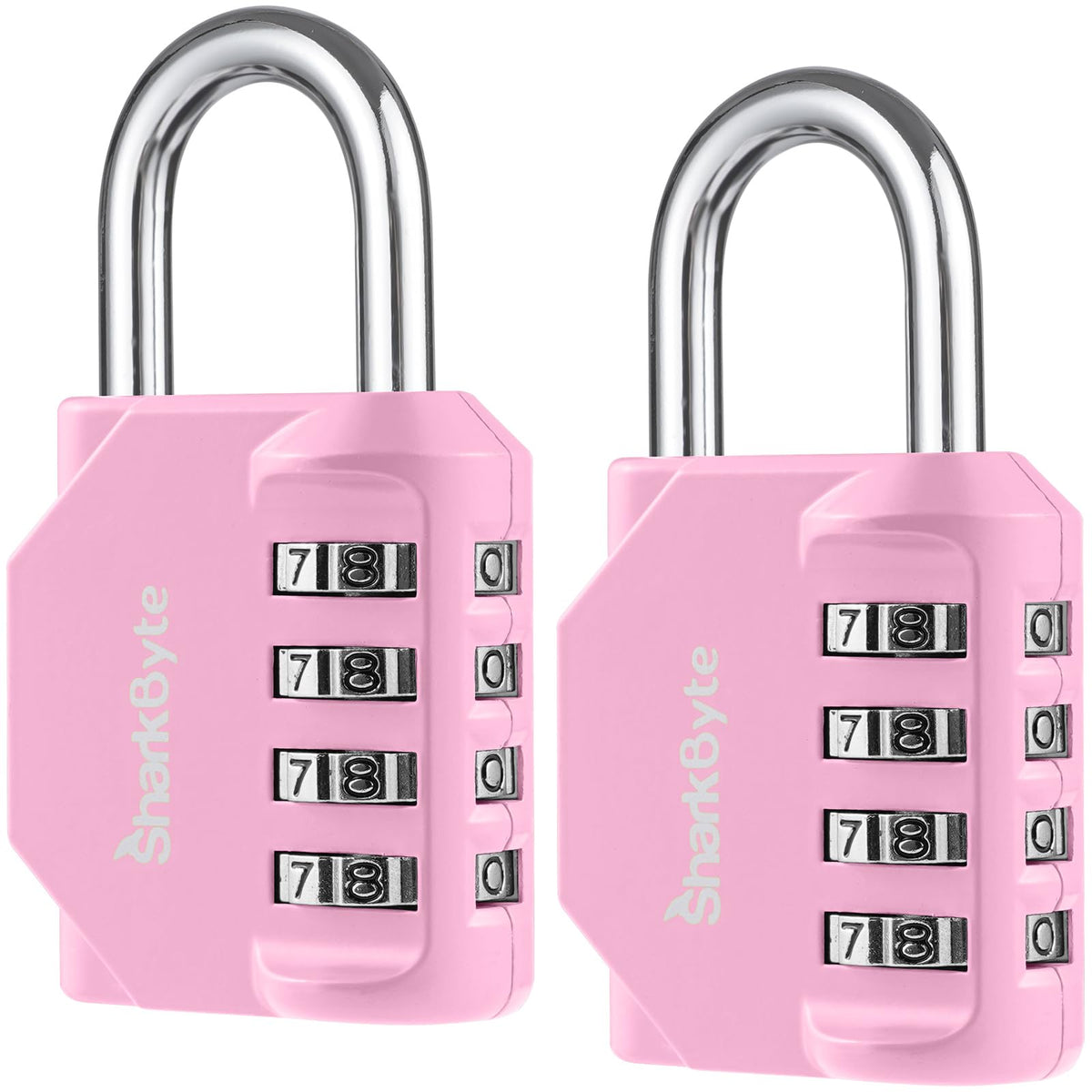 SharkByte Heavy Duty Combination Padlock – 4-Digit Weatherproof Outdoor Lock with Stainless Steel Shackle, Anti-Rust Resettable Code for Gym, School, Locker, Shed, Toolbox, Gate & Warehouse - Red