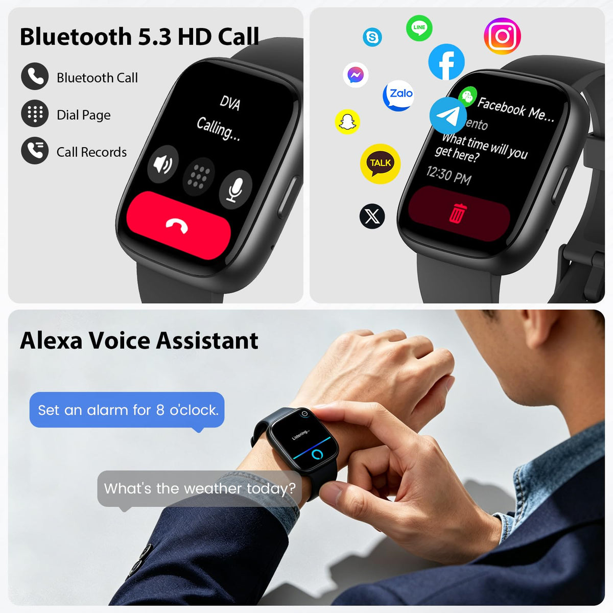 Cillso Smart Watch, Alexa Built-in, 1.83" Bluetooth Calling Fitness Watch