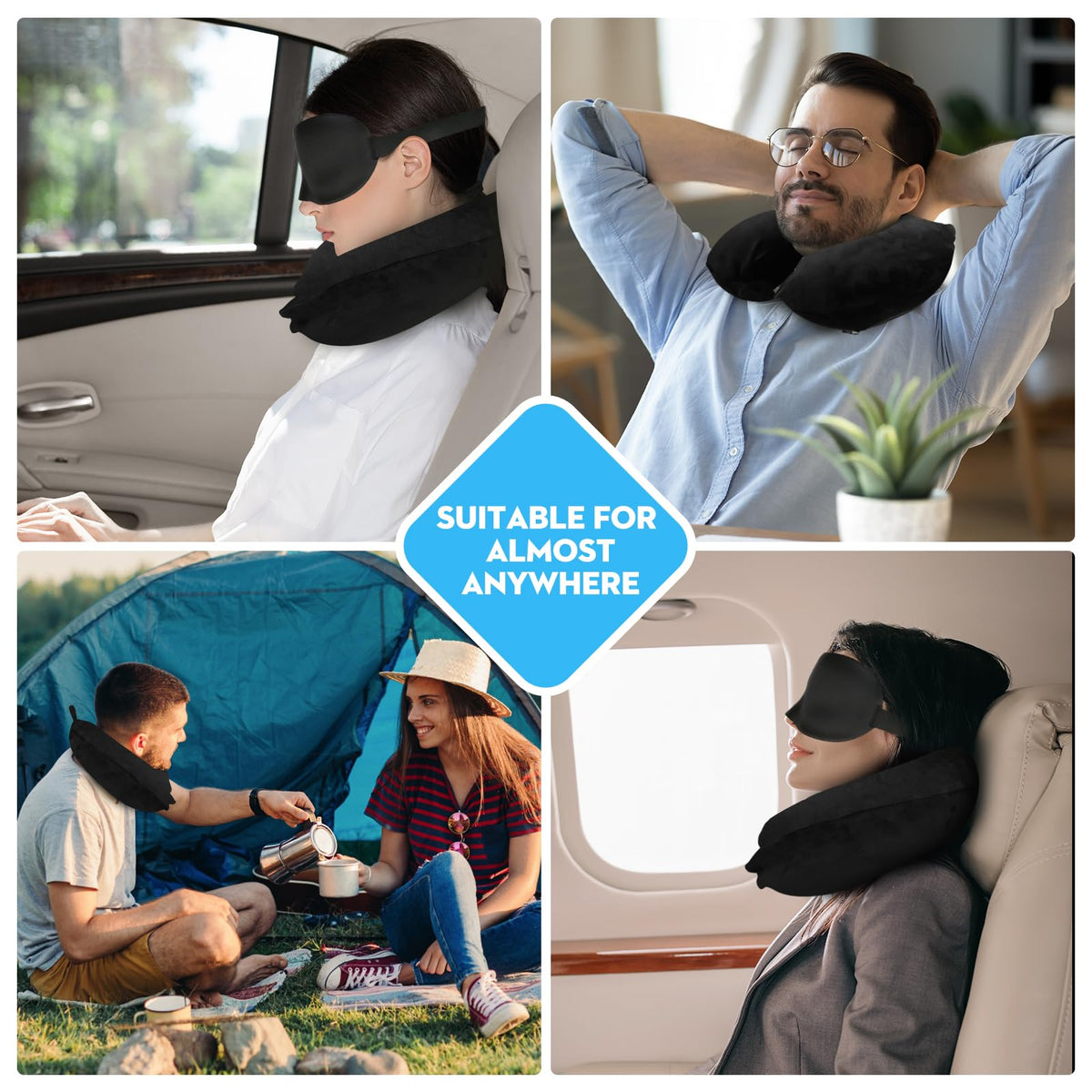 Cirorld Inflatable Travel Pillow, Blow up Neck Pillow for Travel, Lightweight Inflatable Travel Pillow for Airplane with Eye Mask and Earplugs—Travel Essentials for Flying, Grey