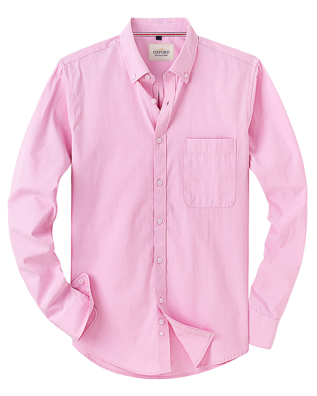 J.VER Men's Long Sleeve Oxford Shirts Smart Casual Business Formal Plain Non Iron Button Down Shirt with Pocket