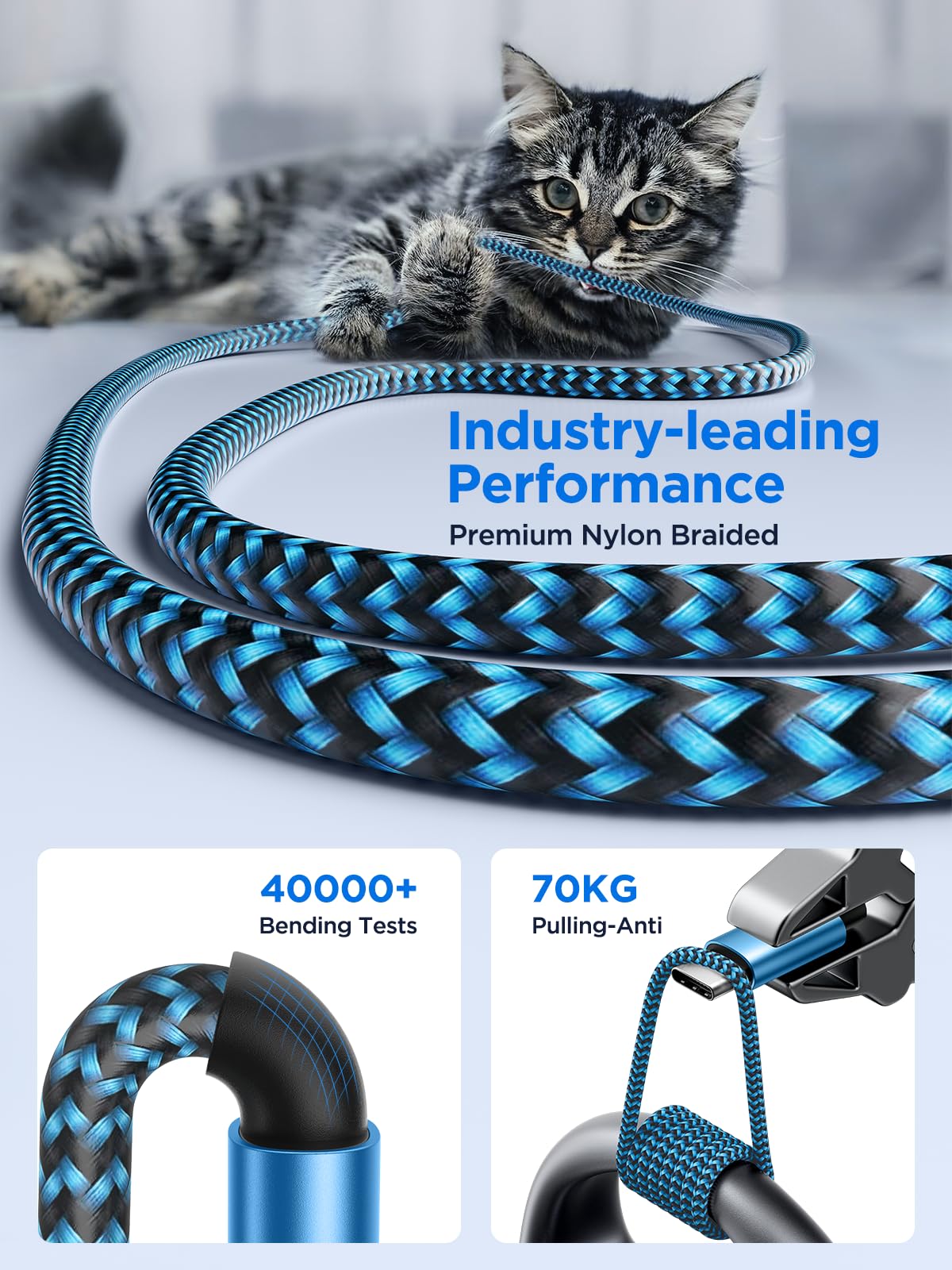 Yosou USB C Charger Cable 2M 2Pack USB A to USB C Type C Charger Fast Charging 3A Lead Braided for Samsung Galaxy S22 S21 S20,Pixel 8 7 6,PS5,Switch