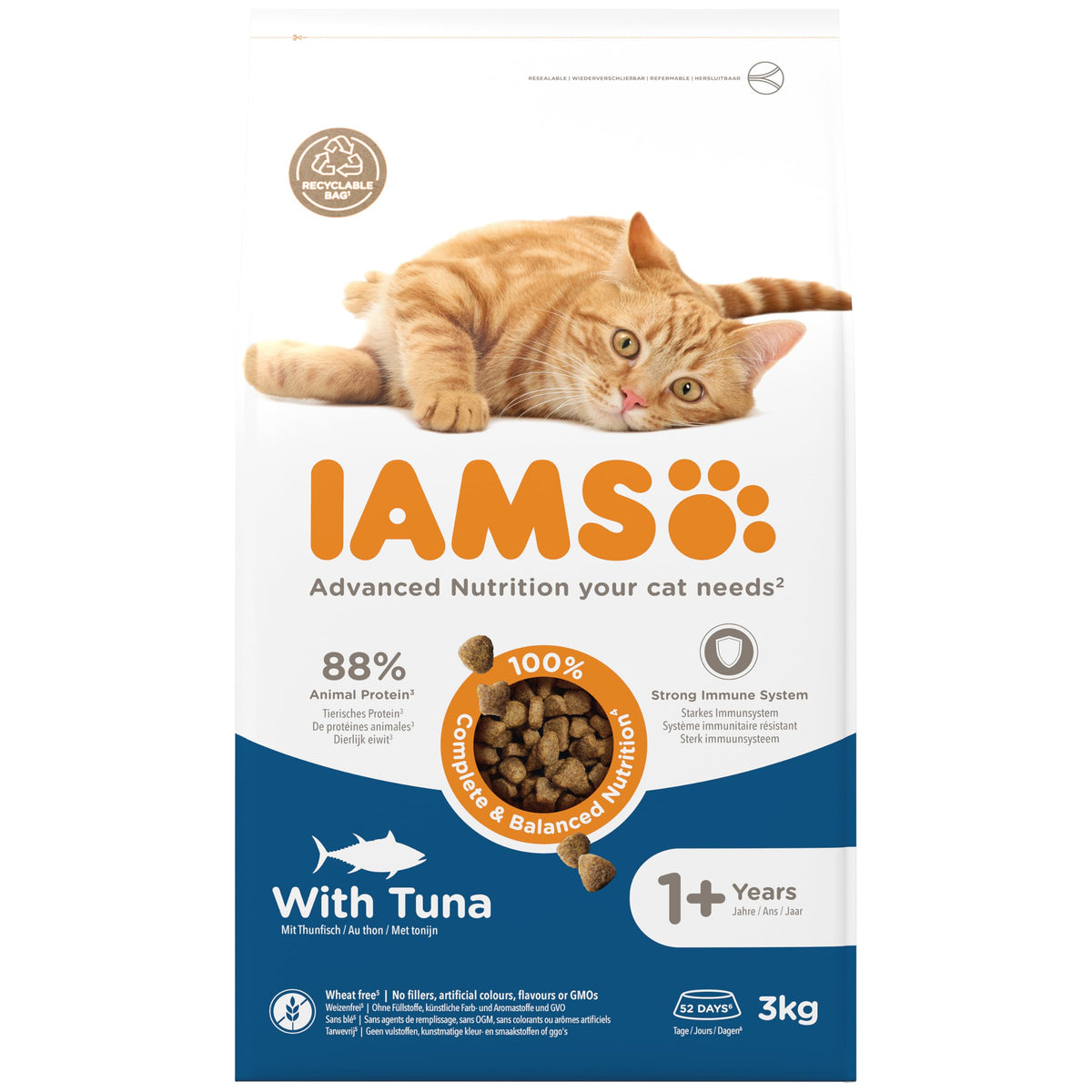IAMS Adult Complete Dry Cat Food Chicken 3kg - Supports Strong Immune System