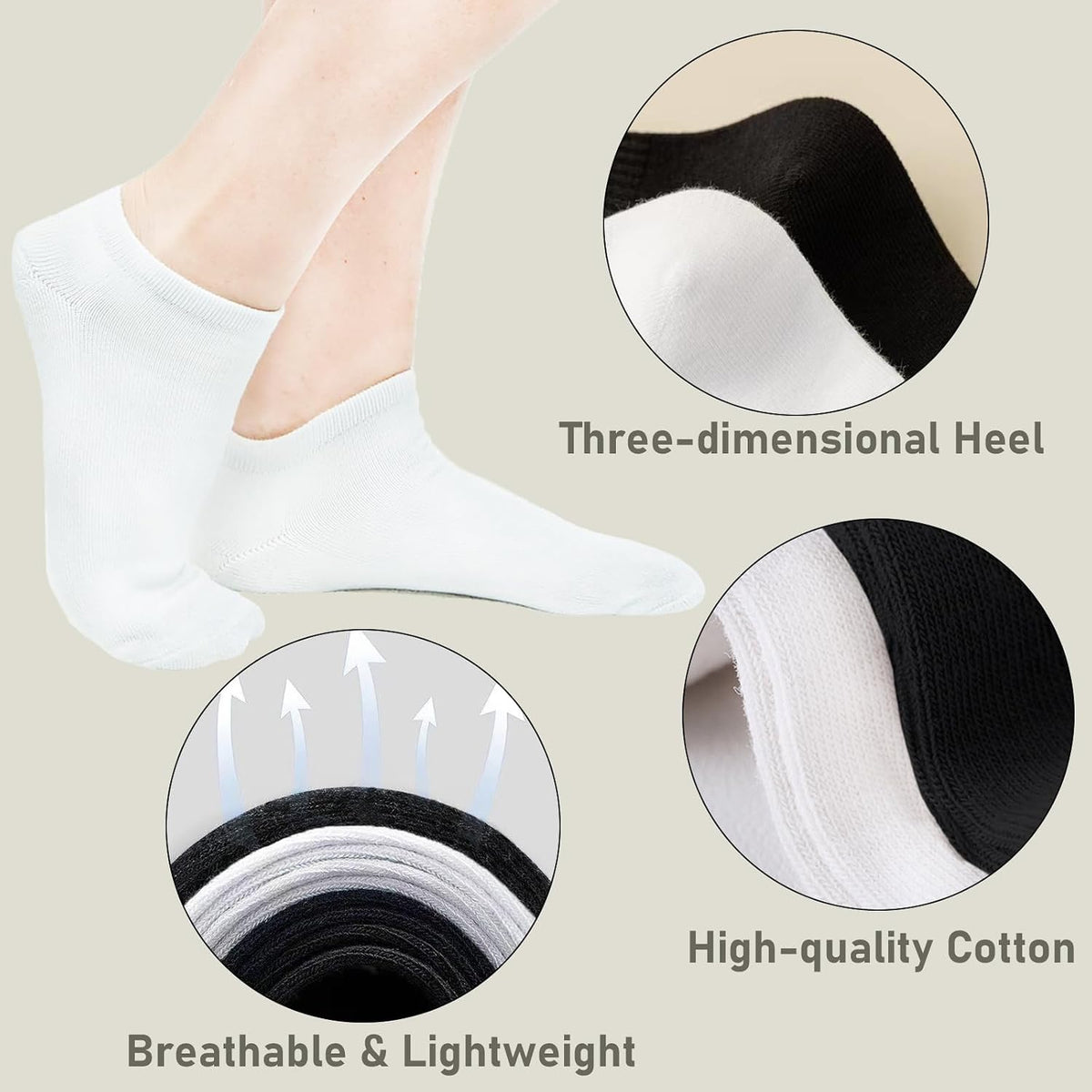 KEYRI 6 Pairs Ankle Socks Low Cut Trainer Socks