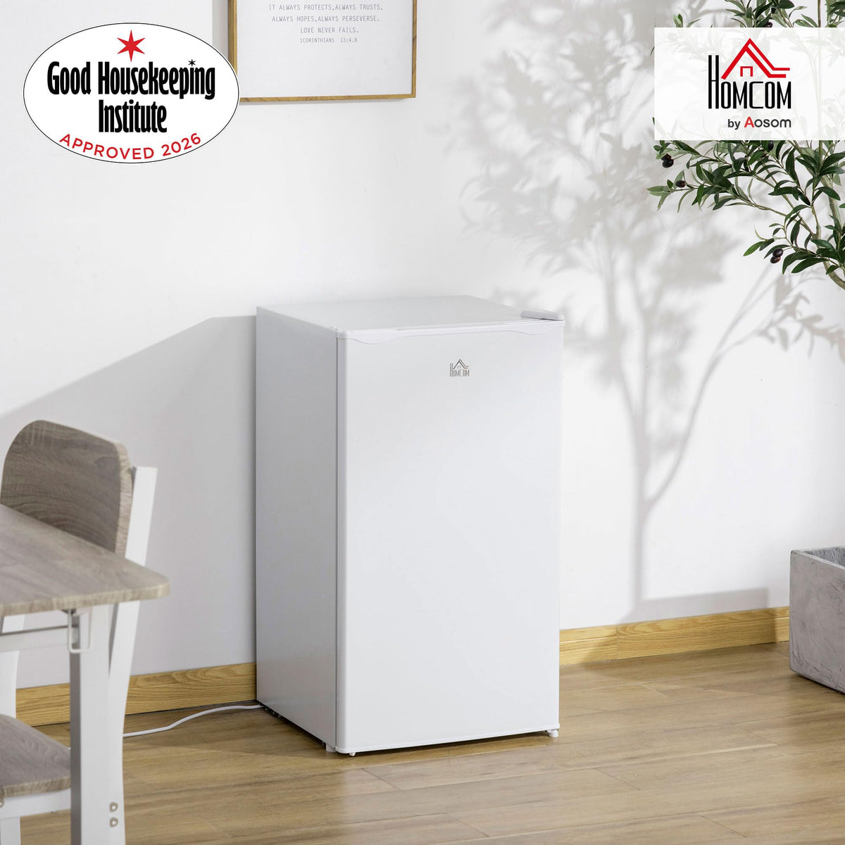 HOMCOM Under Counter Fridge 91L Small Fridge with Chiller Box Silver Tone