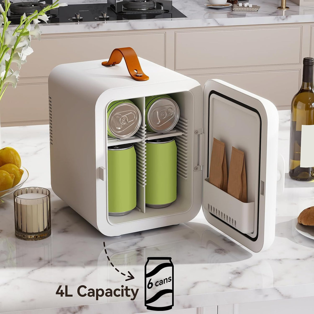 4 Liter Mini Fridge for Bedrooms, Portable Beauty Refrigerator
