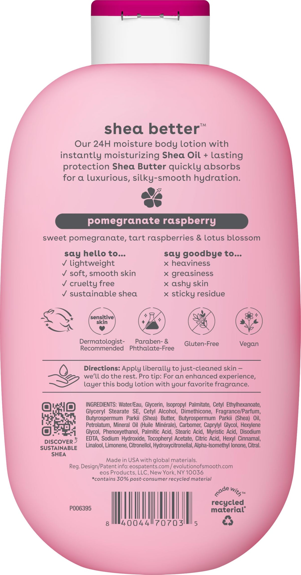 eos vanilla cashmere body lotion shea better 24hr moisture - 16 oz/473 ml