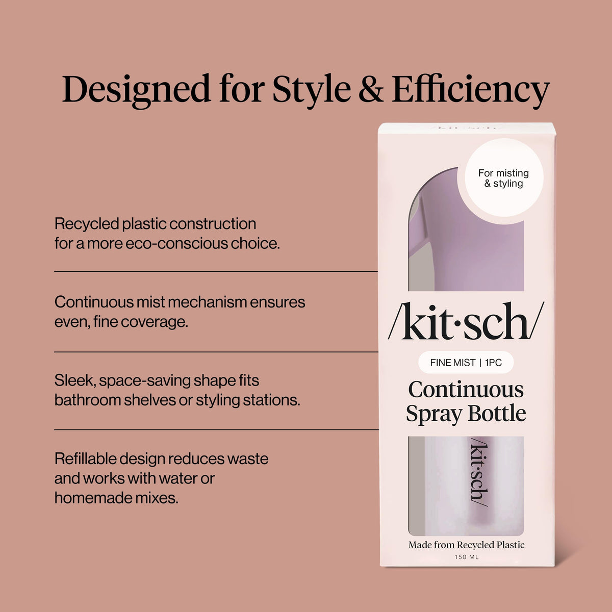 Kitsch Fine Mist Spray Bottle for Hair 150 ml - Terracotta