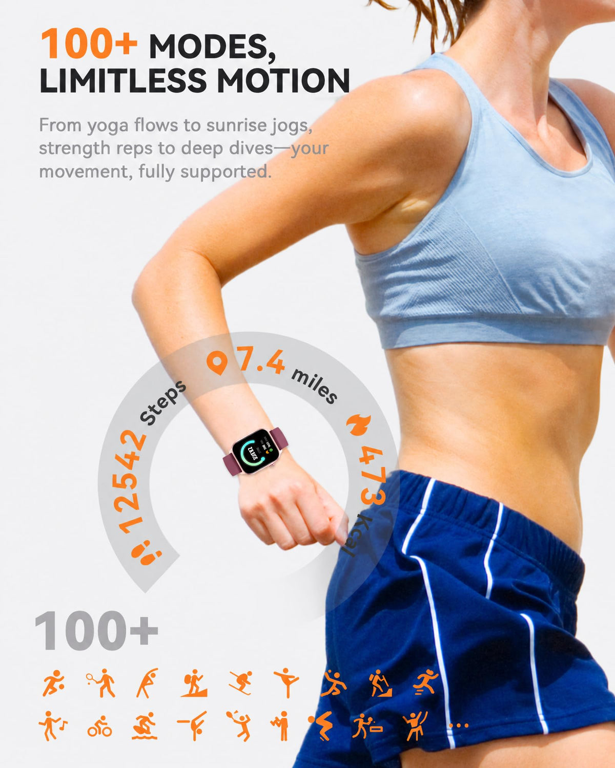 Smart Watch for Men Women- Answer/Make Call, 2024 IP68 Waterproof Fitness Tracker Watch with Sleep Step Counter Activity Smartwatch for Samsung Android iPhone iOS (Black-Blue, 1.83)