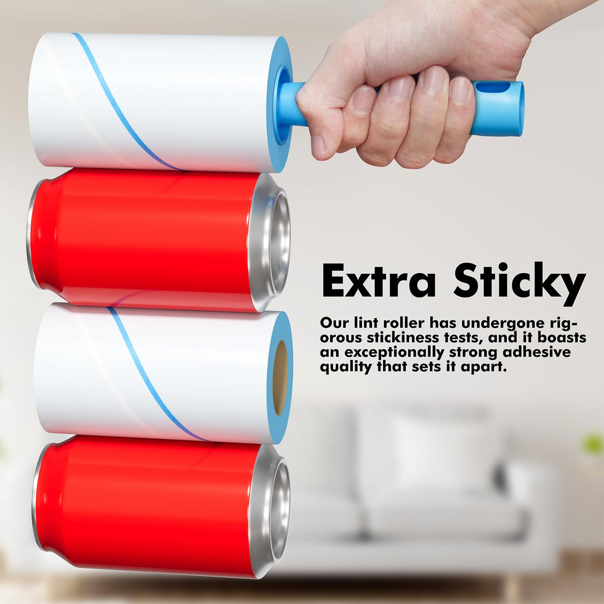 Lint Rollers 400 Sheets Lint Remover for Pet Hair, Couch, Clothes Furniture, and Carpet, 2 Handles, 4 Rolls(100 Sheets Per Roll)