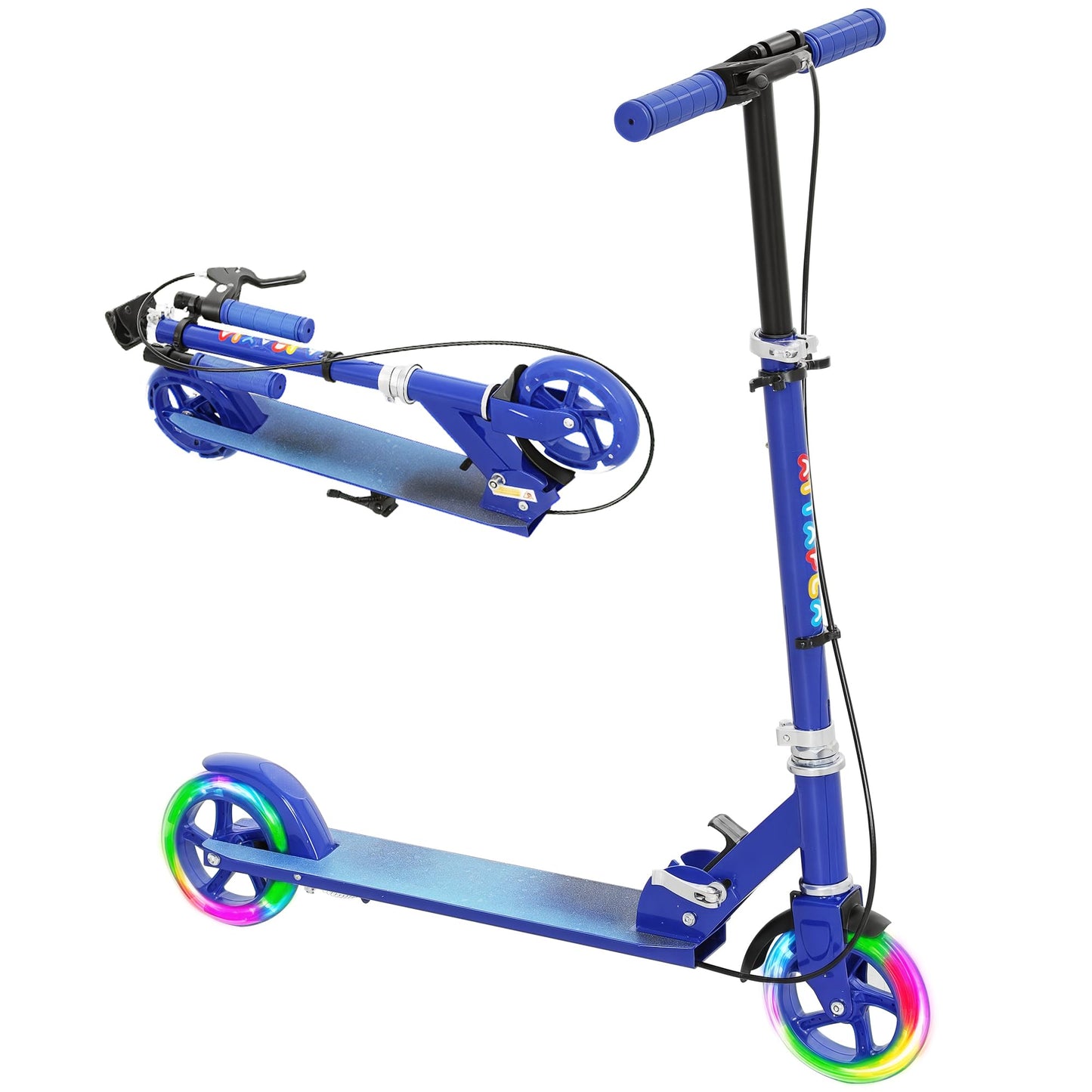 AIYAPLAY Kids Folding Scooter with LED Light-Up Wheels — Ages 3-8, Dual Brakes