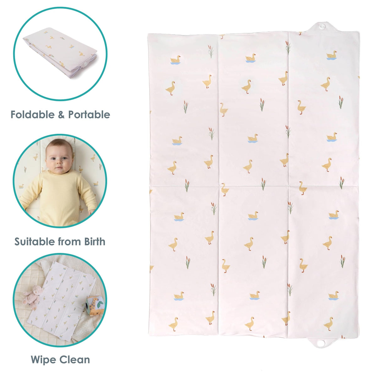 Clair de Lune Jungle Dream Foldable Changing Mat, Easy Clean Soft Water Resistant Travel Pad 60 x 34 cm