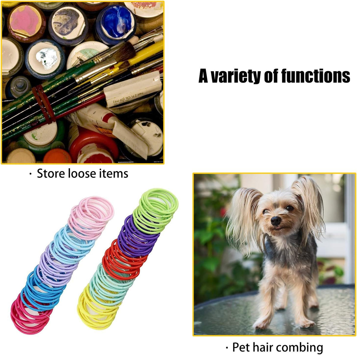 Hanyousheng 200 Pieces Hair Ties,Elastic Hairbands Ponytail Holders Hair Tie, Multicolor 2mm Hair Bands No Crease Hair Elastics Small Ponytail Holders Hair Accessories for Kids Girls Infants Toddlers