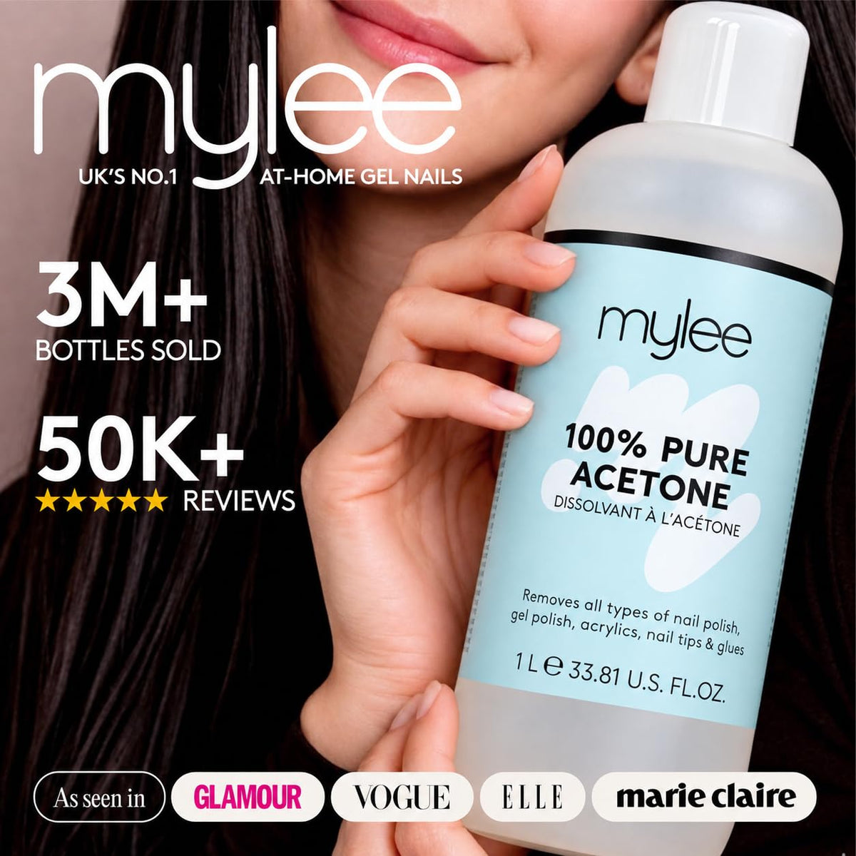 Mylee 100% Pure Acetone (300ml) - Gel Nail Polish Remover