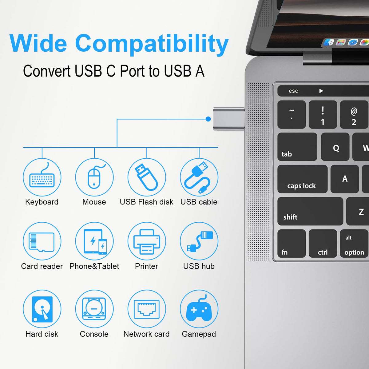 4Pack USB C to USB 3.0 Adapter(2Pack)& USB 2.0 to USB C Adapter(2Pack), 5Gbps SuperSpeed Data Transfer and Charge USB Converter Compatible with iPhone16 15 Laptop Samsung