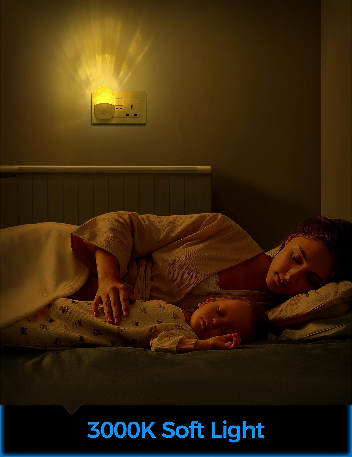 Emeritpro Night Light Plug in Wall with Dusk to Dawn Sensor, Warm White+RGB