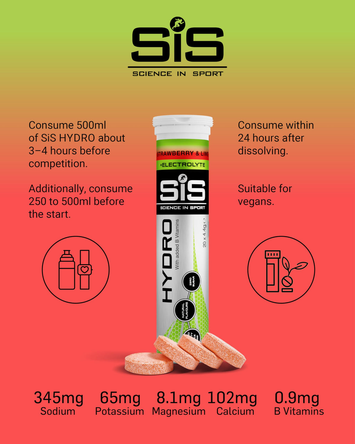 Science in Sport Hydro Electrolyte Tablets, Berry, 20 Tablets